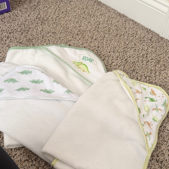 None Other - Set of three Dinosaur Baby Hooded Towels